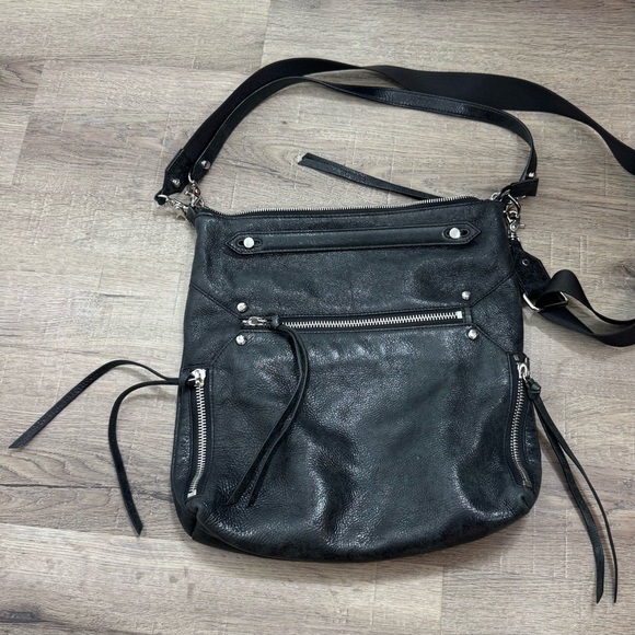 Botkier Logan Leather Hobo Purse Black Leather Crossbody Shoulder Bag - Picture 2 of 12